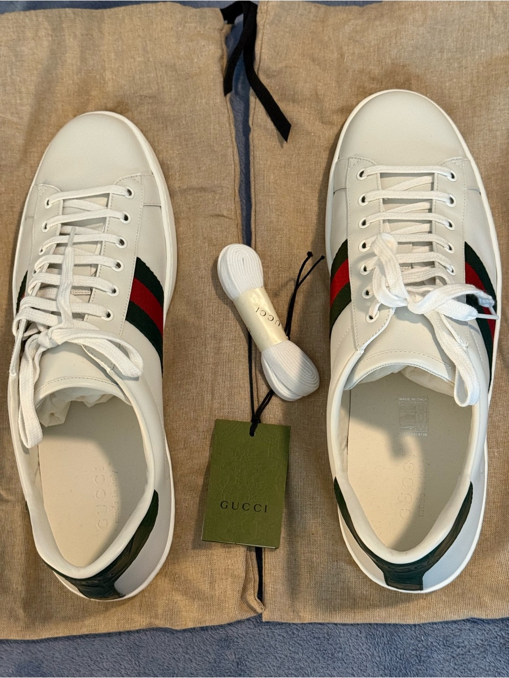 Gucci mens ace sneakers size 14 worn once for 20 minutes for a photo shoot mint - Picture 8 of 12